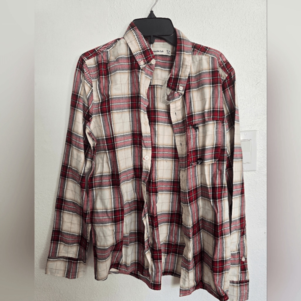 NWT Abercrombie And Fitch Kids Plaid Button Down Shirt Size 13/14